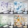 3D Print Plants And Flower-Bird Style Bathroom Curtains Shower Curtain Set For Bathroom Non-Slip Carpet Bath Mat Rug Decor