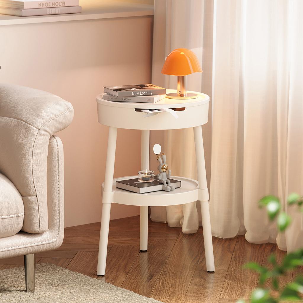 Bílé Kulaté Konferenční Stolky Kreativní Módní Nábytek Minimalistický Noční Stolek Moderní Ložnice Mobilní Odkládací Stolek Design Osobnosti