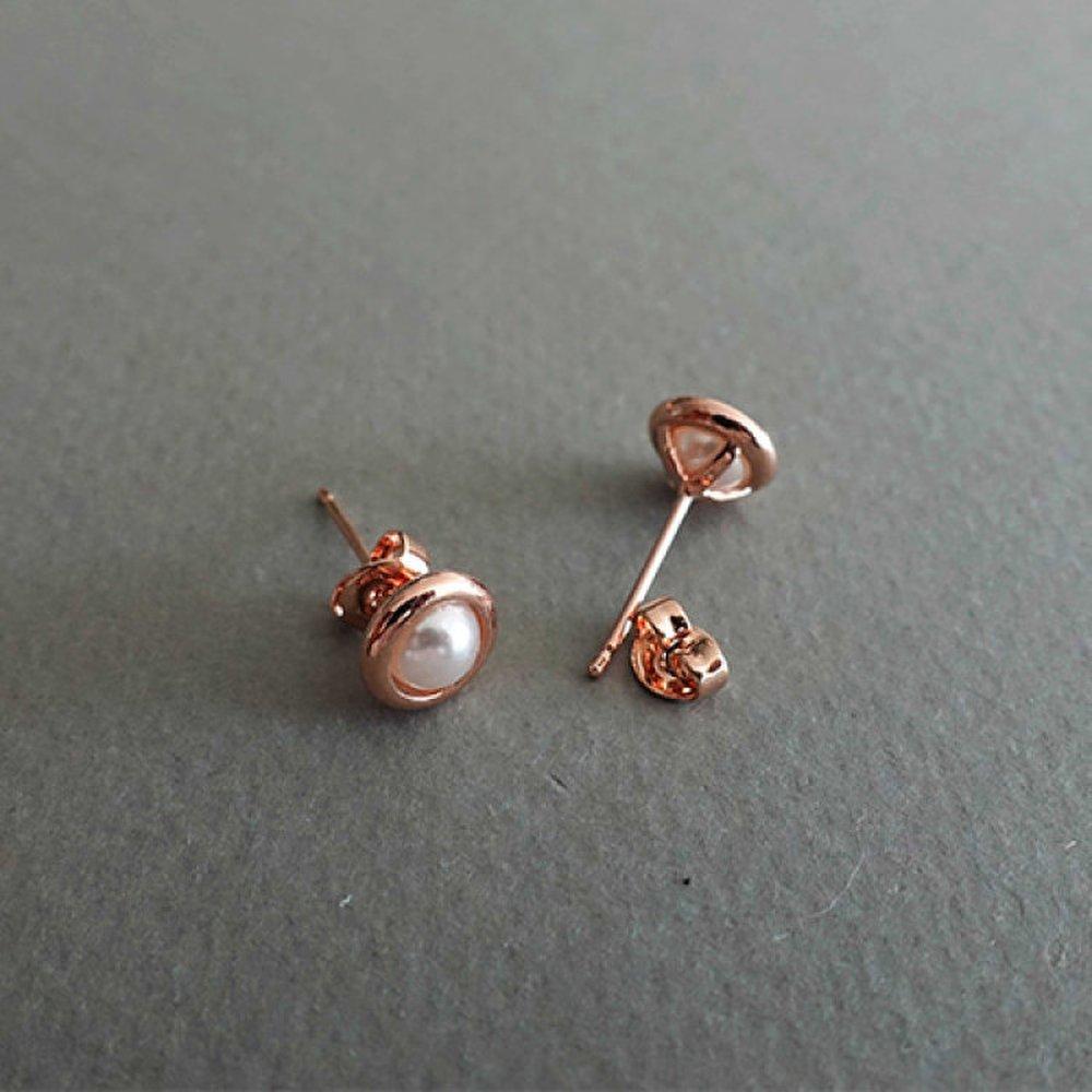 Jyonidress / Pie Pearl Silver Earrings (Pink Gold Plated)