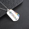 Men's Polished Letter Cross Pendant Necklace - Stainless Steel Rainbow Dog Tag