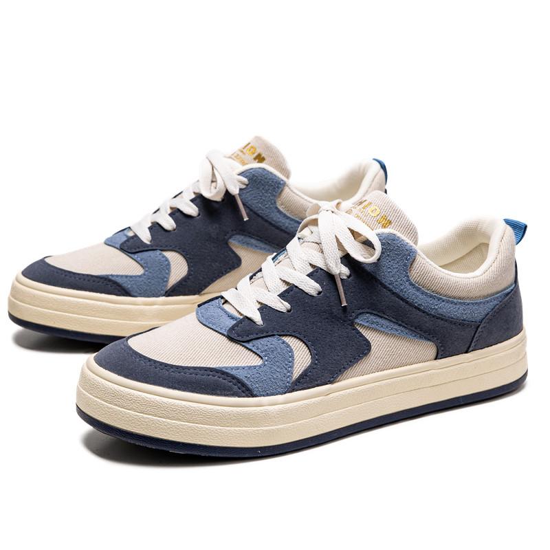 Fashion Blue Men Sneakers Flat Student Shoes Breathable Fashion Lace-Up Sneakers Men's Comfort Sports Jogging Shoes Zapatillas Hombre