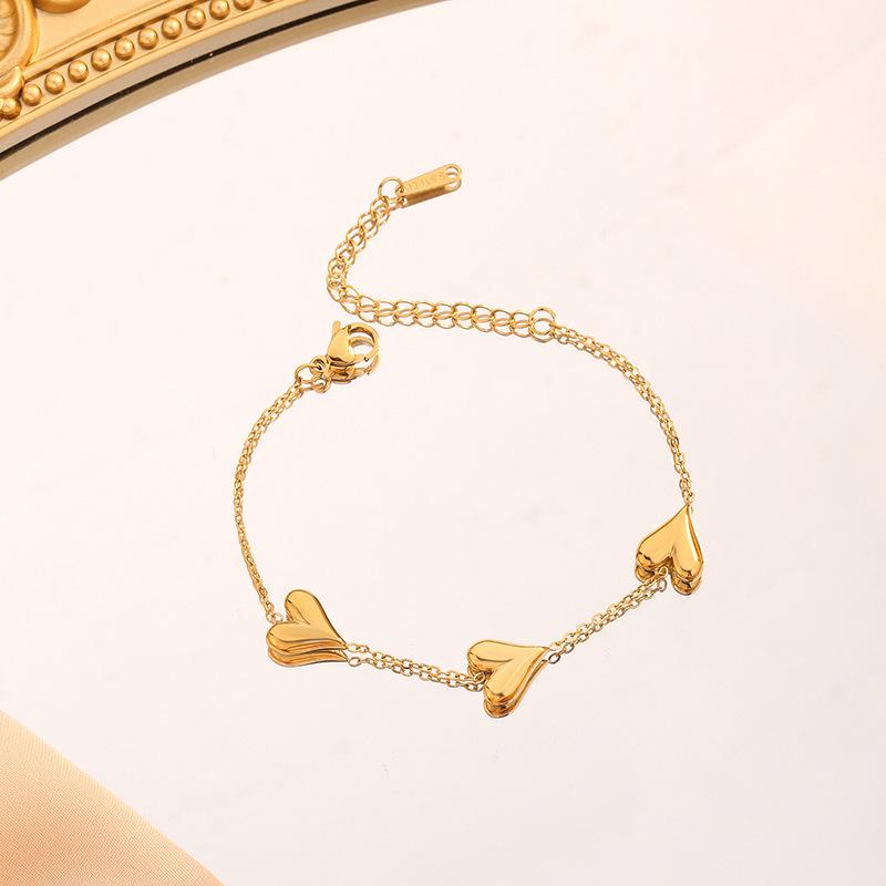 316L Stainless Steel Vintage Golden Heart Bracelet For Women Fashion Chain New Fashion Wrist  Girl Birthday Gift