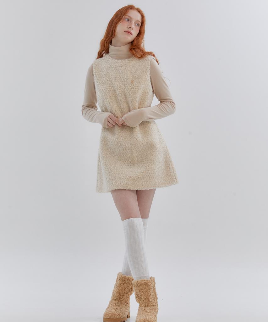 Anoetic Fuzzy Belt Sleeveless One-Piece_Ivory