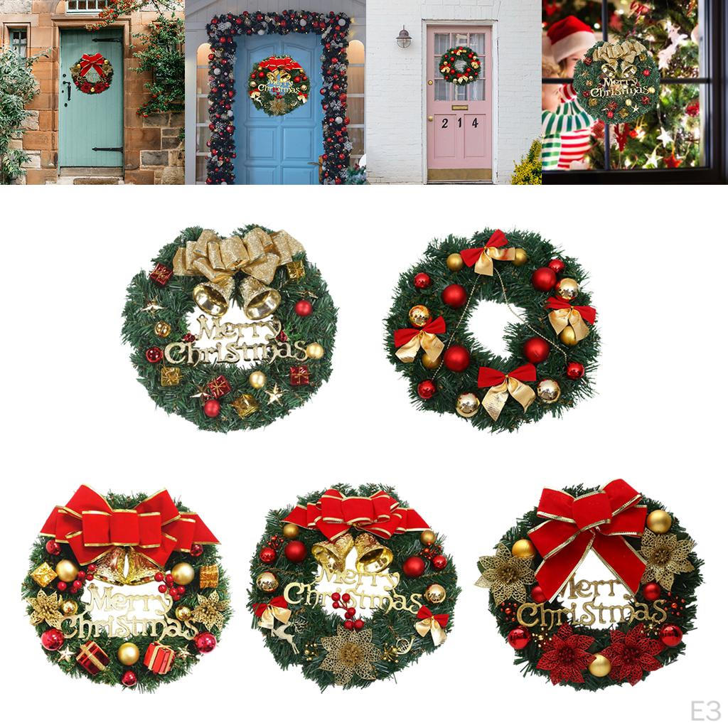 12 Inch Artificial Front Door Wall Window Hanging Garland Hoop Flower Pendant Ornament for Christmas