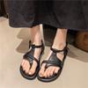 Fashion French Retro Black Toe Sandals for Women's Summer 2025 New Fashion Plus Size Low Heeled Roman Shoes