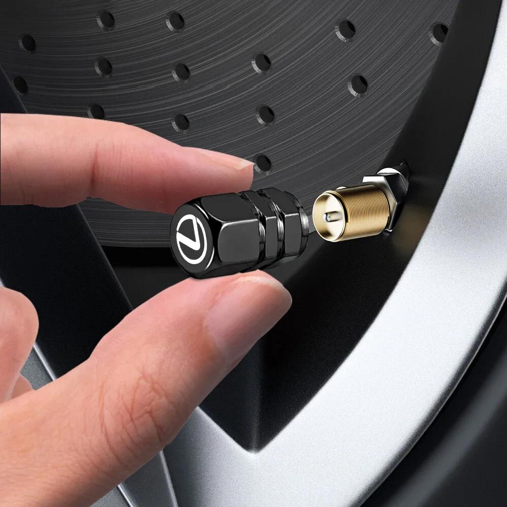 4Pcs Aluminum Alloy Car Tire Valve Covers Auto Accessories For Lexus ES RX NX LS UX LM LX GX LC RZ IS CT GS RC HS SC TX LBX IS30