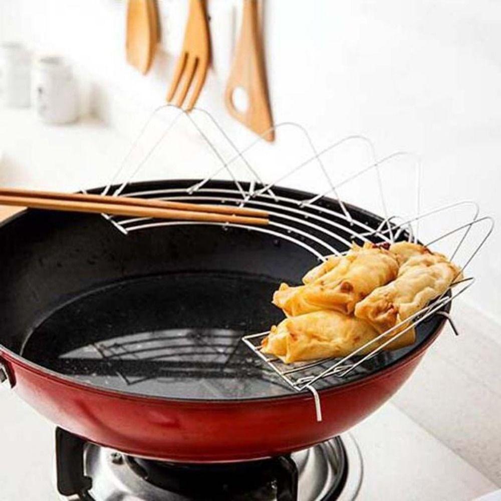 

Foldable Filter Oil Rack Semicircle Steaming Drain Oil Holder New Frying Rack Kitchen Gadgets 32cm