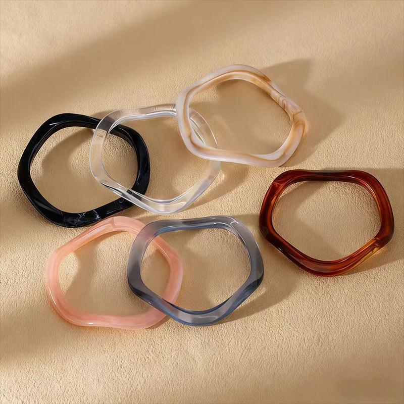 Irregular Wave Design Acrylic Bracelet Marble Pattern Smudge High-End Simple Bracelet
