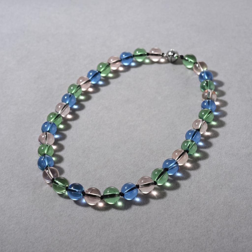 Premium Metal Copper Platinum Plated Magnetic Buckle Clavicle Chain Simple Personality Unique Niche Color Crystal Beaded Necklace