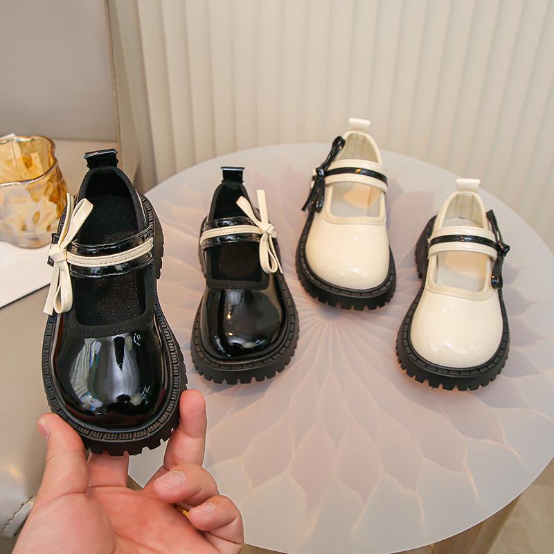 Glossy PU Leather Children Shoes Girl Comfortable Fashion Kids Casual Low Heels Shoes School Students Uniform Shoes Child I11038