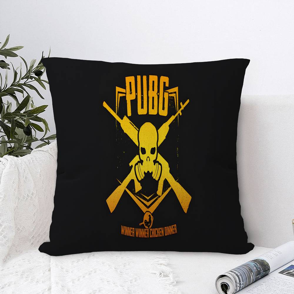 

P-PUBG Logo Pillow Covers Cartoon Sofa Decorative Home Double-sided Printing Short Plush Cute Cushion Cover 12x12Inch