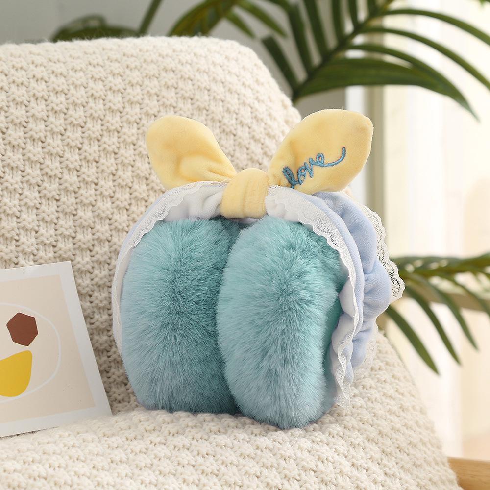 Korean Thermal Plush Foldable Earmuffs: Velvet-Lined, Cute Winter Cycling Ear Warmers.