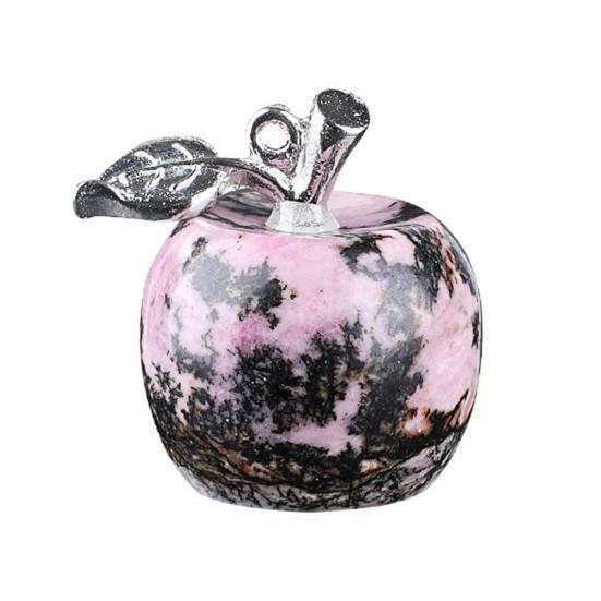

DIY Necklace Pendant Fruit Shape Natural Faux Crystal Pendant with Electroplated Silver Leaf Buckle 20mm Mini Ornament Q