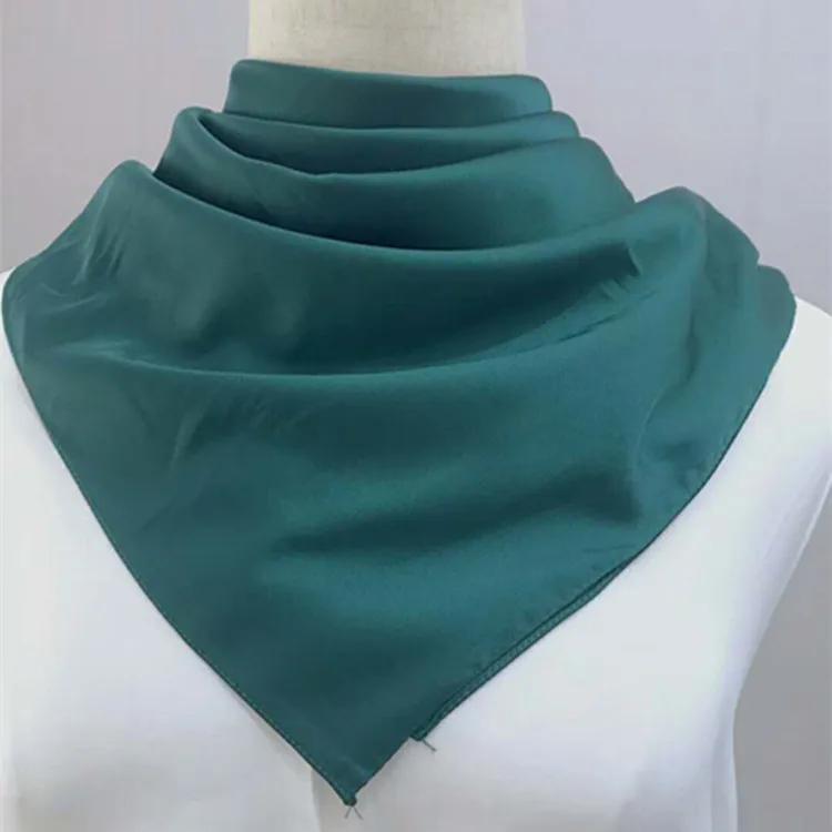 70*70cm Bandana Head Scarf For Women Silk Satin Hair Scarfs Female Cute Handkerchief Neck Scarves For Ladies Green Black White