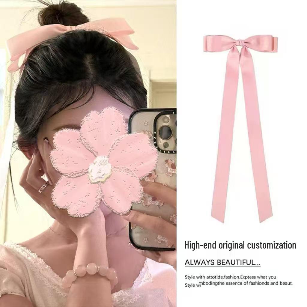 Fermaglio per Capelli con Nappa e Fiocco in Perline e Nastro Francese per Bambine – Doppia Pinza Intrecciata Stile Balletto