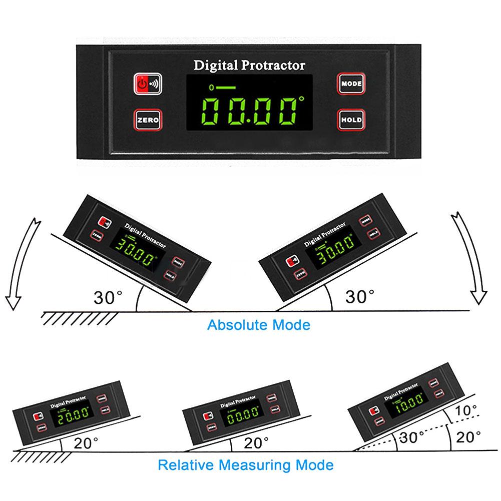 Digital Protractor Angle Ruler Leveling Tasks Resolution 0.01mm Anti Fall Carrying Case For Tools Built-In Magnet