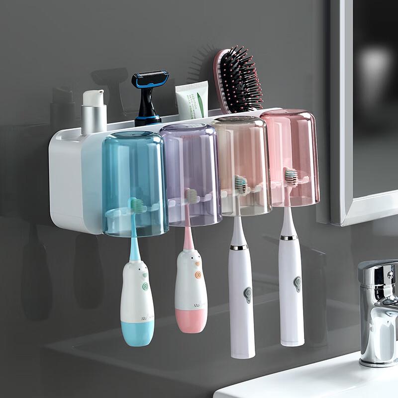Grey Nizi Wall-Mounted Toothbrush Holder & Organizer