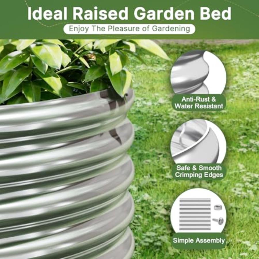 3 PCS Galvanized Raised Garden Bed Outdoor Metal Garden Bed for Vegetables Flower 3x2ft Steel Above Ground Garden Box Gardening