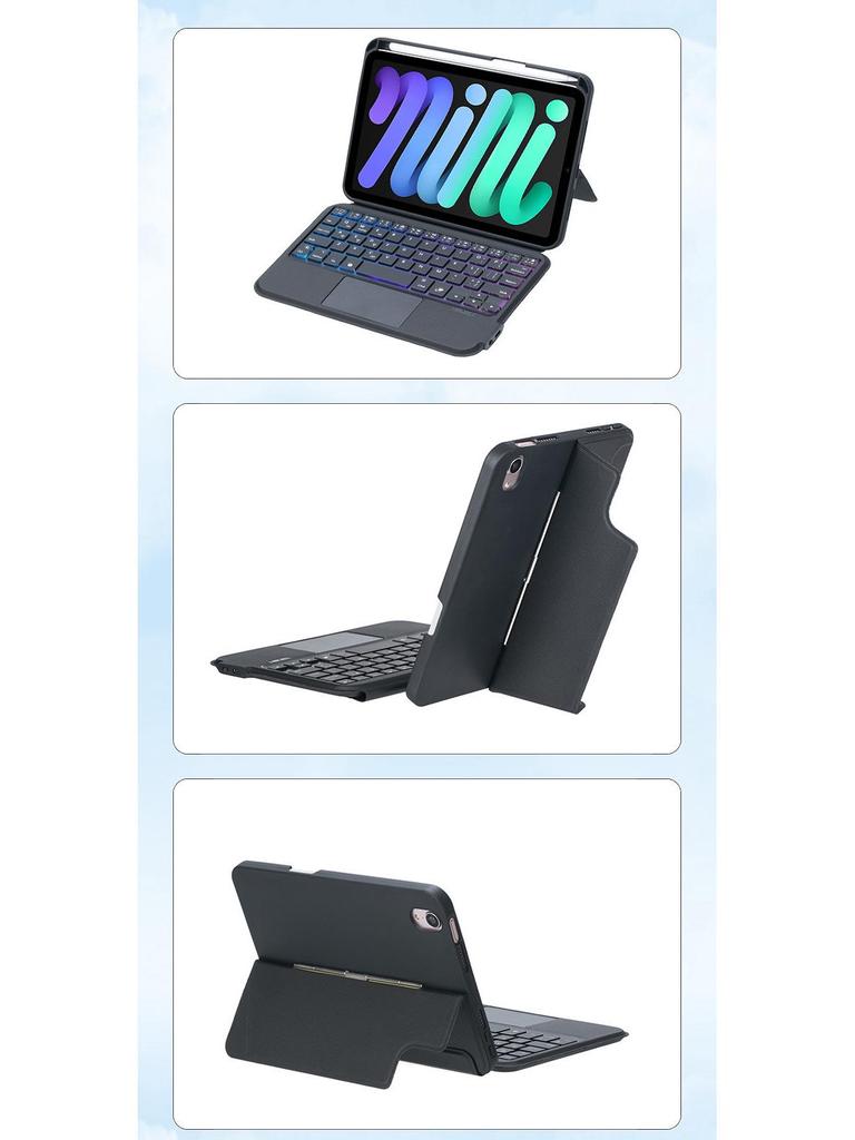 Magnetic Bluetooth Keyboard Case for iPad Mini 6 & 7 Tablets, 8.3" with Pen Slot, Smart Touchpad, and Backlit Keys