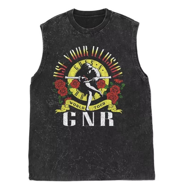 

Летний Guns N Roses Американский Винтаж Вываренный Старый Жилет Мужской Женский Свободный Ретро Тренд Футболка без рукавов Майки S