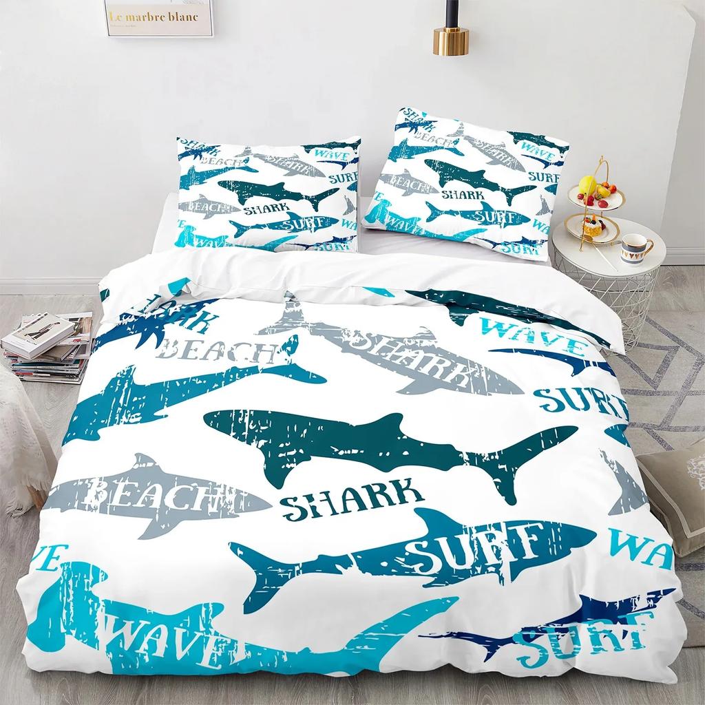 Shark Duvet Cover Set Full Size Queen Size Twin Deep Ocean Animals Bedding Sets For Boys Girls Luxury Soft Comforter Cover Set