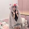 Cosplay Prop Travel Blackout Pillow Wild Boar Head Plush Hat Cloak Pig Head Warm Headgear Cartoon Stuffed Anime Plushies Gifts