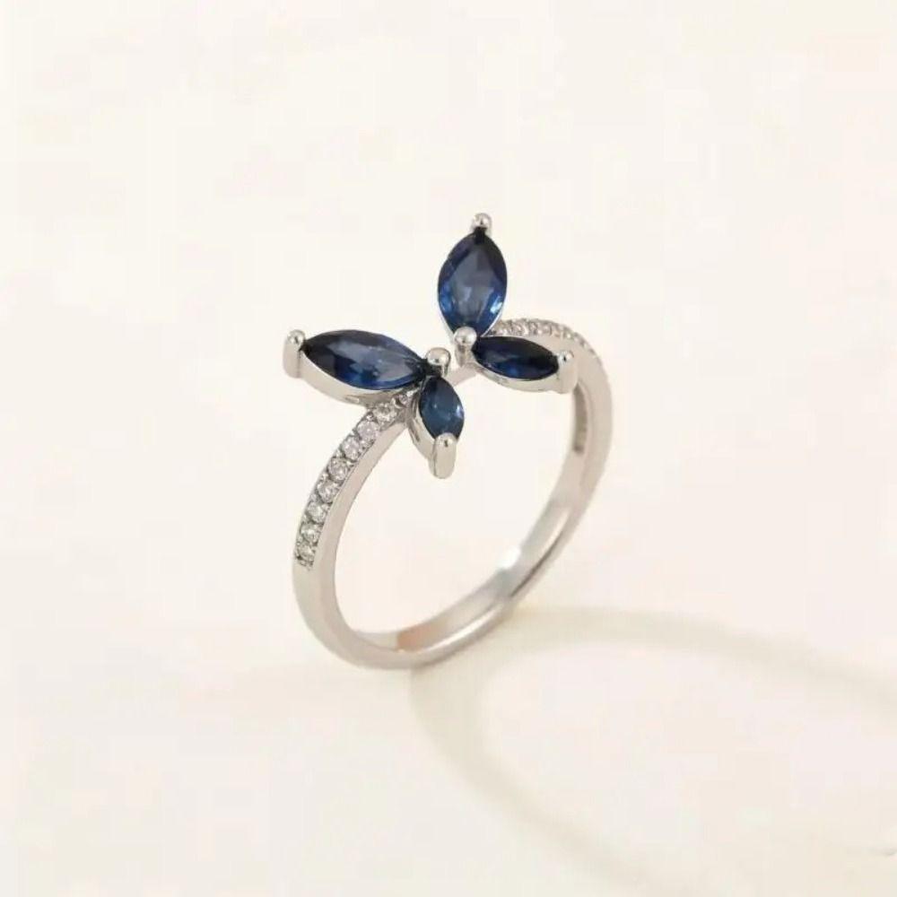 Exquisite Zircon Butterfly Ring Light Luxury Finger Jewelry Light Luxury Crystal Ring Daily