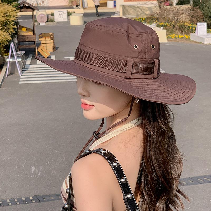 9232 Summer breathable bucket hat big eaves sun hat spring and autumn outdoor mountaineering fishing sun hat female tide