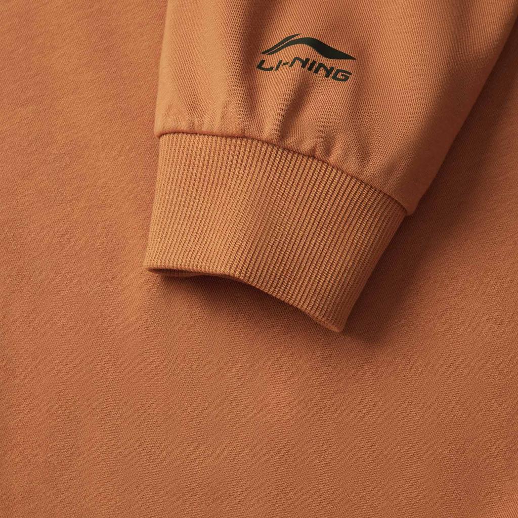 Li Ning Casual Minimalist Hooded Pullover Sweatshirt Men Tops Amber-Brown AWDV811-3