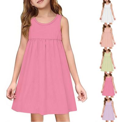 Children's Casual Pullover Sleeveless Round Neck Dress