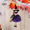 Scary Witch Doll Halloween with Broom, Small Hanging Figurine Cool Accessory Gauze Skirt for Haunted House, Door Window Decor Home Decoration