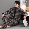Pajamas Men'S Winter Three-Layer Thickened Velvet Pure Cotton Padded Cotton Men'S Winter Zipper Padded Jacket Loungewear Set