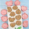 8Pcs/set Cute Cookie Cutters Plastic 3D Cartoon Pressable Biscuit Mold Cookie Stamp Kitchen Baking Pastry Bakeware Tools