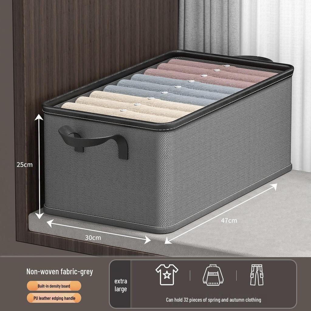 Foldable Wardrobe Drawer Organizer Box with Lid for Clothing, Underwear, and Pants Storage