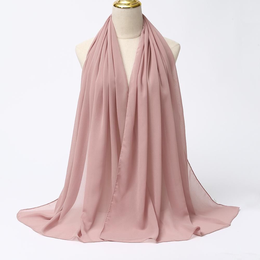 Muzułmańska Chiffonowa Szal Hijab Kobiety Długi Jednolity Kolor Nakrycie Głowy Dla Kobiet Hidżaby Szaliki Panie Muzułmańska Woalka Hidżaby z Jerseyu