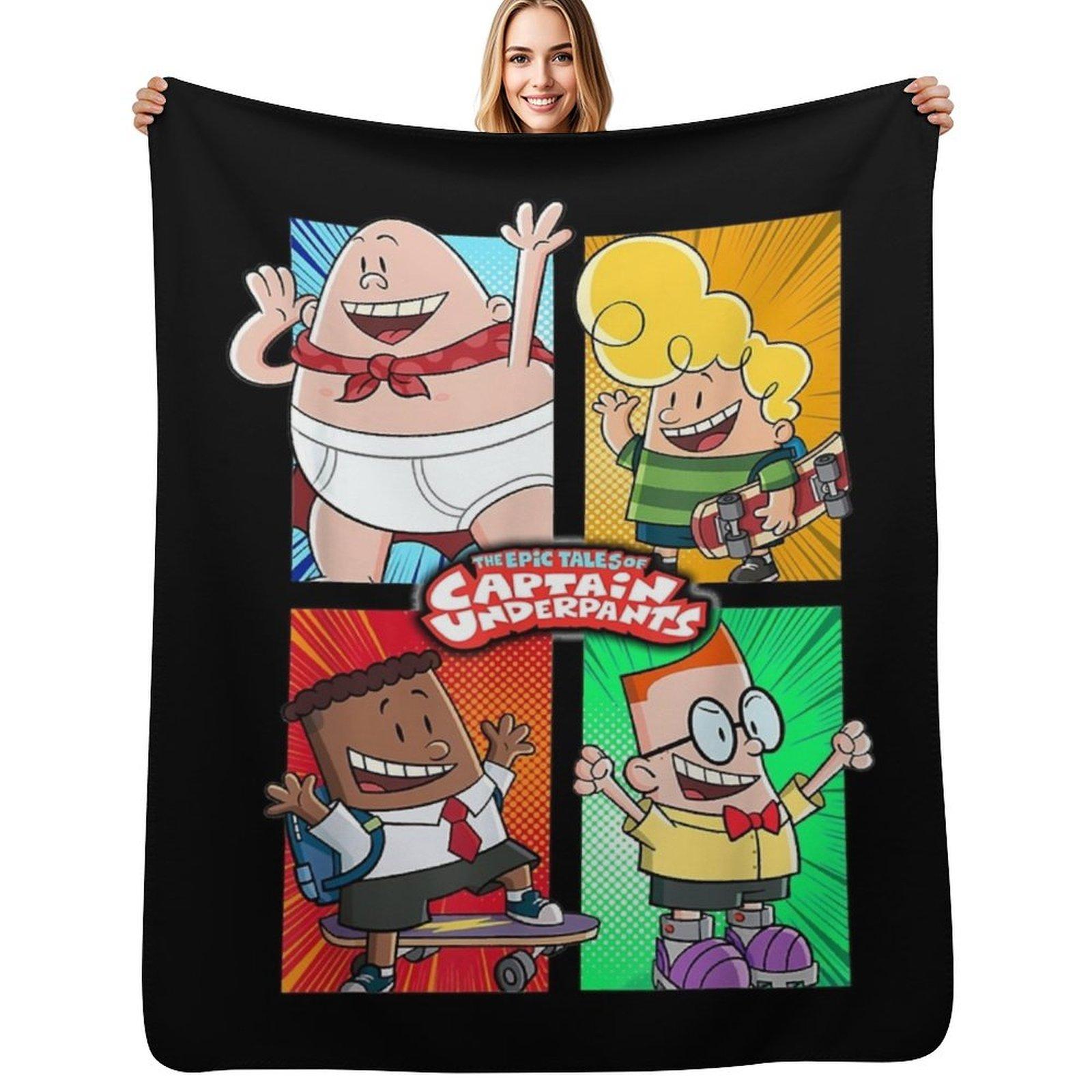 

Birthday Gifts Captain Underpants The First Epic Movie 4 Square Friends Throw Blanket Soft Cozy Blanket for Pet Kids Adults 102x76cm(40x30in)