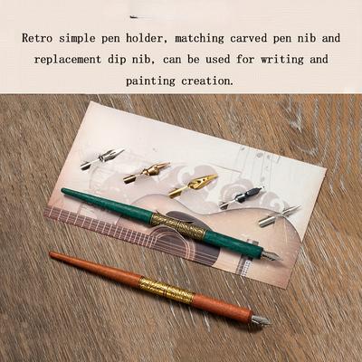 Twist Dip Pen Crystal Writing Pen with Wood Handle Vintage Calligraphy Pen Signature Pen Writing Supplies for Art Wri