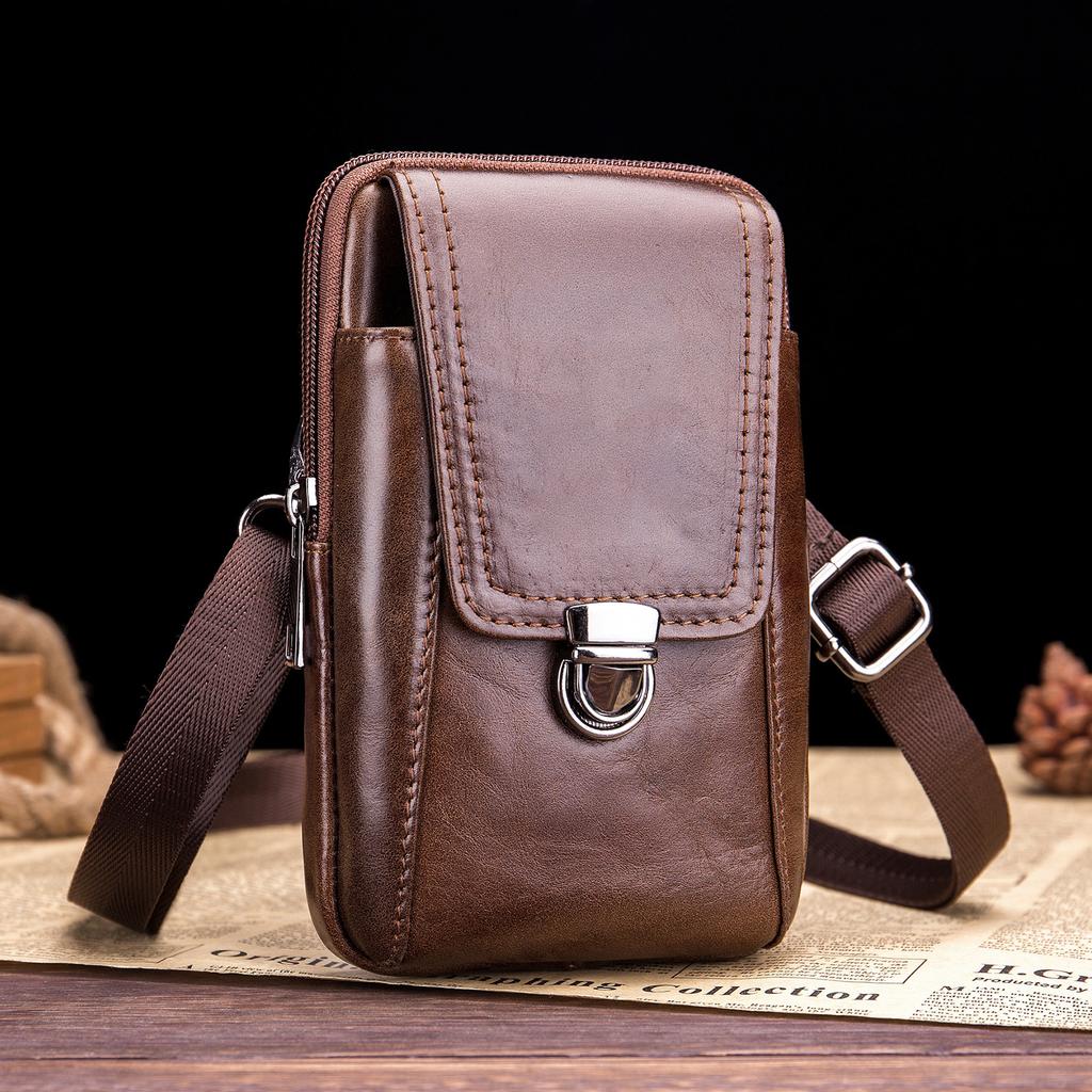 Men Leather Waist Belt Bag Phone Pouch Bag Made From High Quality Cow Leather Travel Crossbody Shoulder Bag Pack Purse Wallet