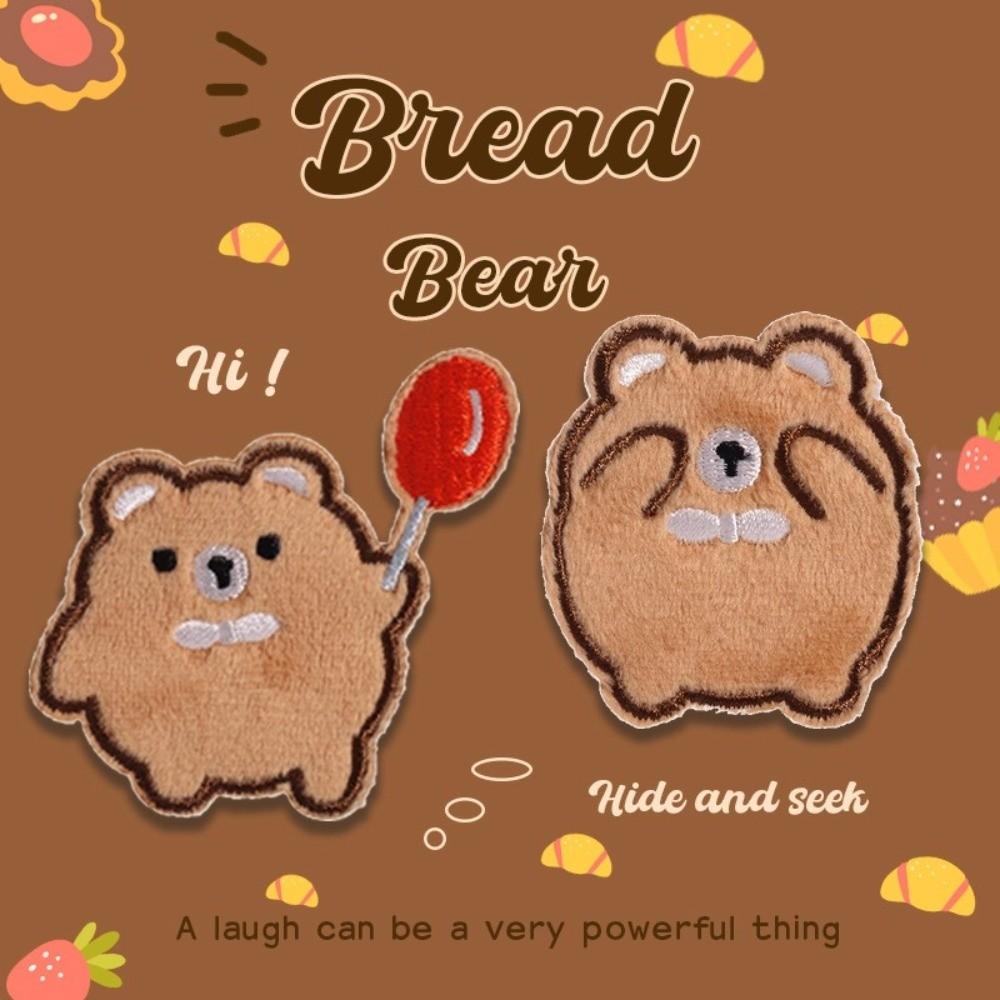 Cartoon Bear Down Jacket Fabric Patch Self Adhesive Badge Sticker Clothing Accessories