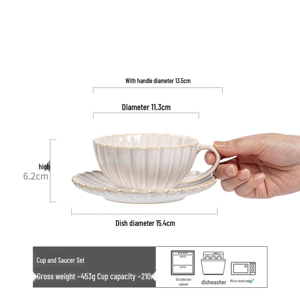 

Petal-Shaped Exquisite Ceramic Cup and Saucer Set for Coffee or Afternoon Tea 210ml