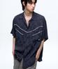 Aleseueseussi Jacquard Western Half Shirt - Navy