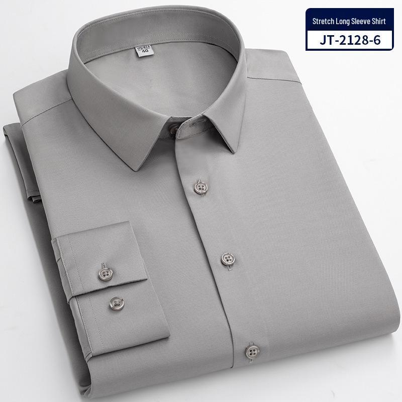 

Men s Iron-Free Bamboo Fiber Long Sleeve Shirt - Solid Color, Professional Stretch Workwear Size 40