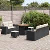 8 Piece Garden Sofa Set with Cushions Black and Cream Poly Rattan