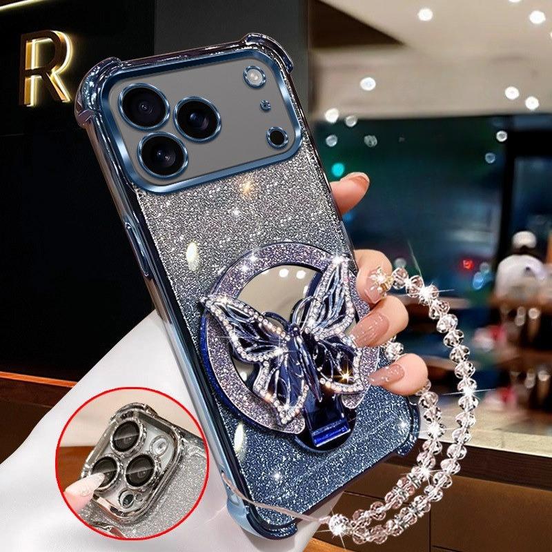 

Glitter Butterfly Mirror Crystal Bracelet Case for Google Pixel 10 9 8 7 Pro XL 9A 8A 7A Shockproof Painting Silicone Cover Google Pixel 10 Pro XL