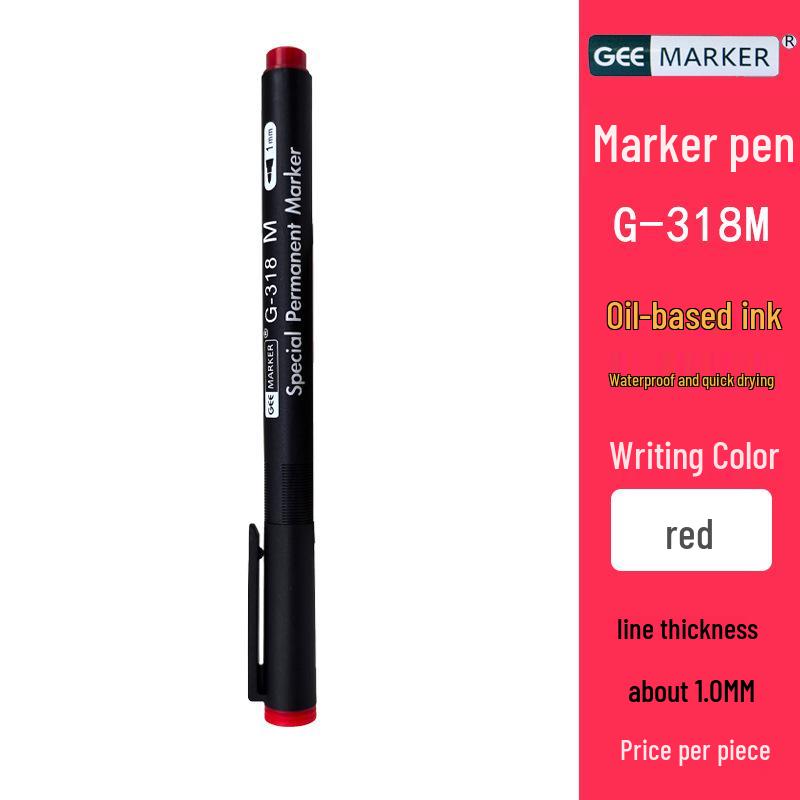 Gee Waterproof Oil-Based Marker for Optical Lenses, Glass Coating, and Waterproof Film, 0.3mm Nib
