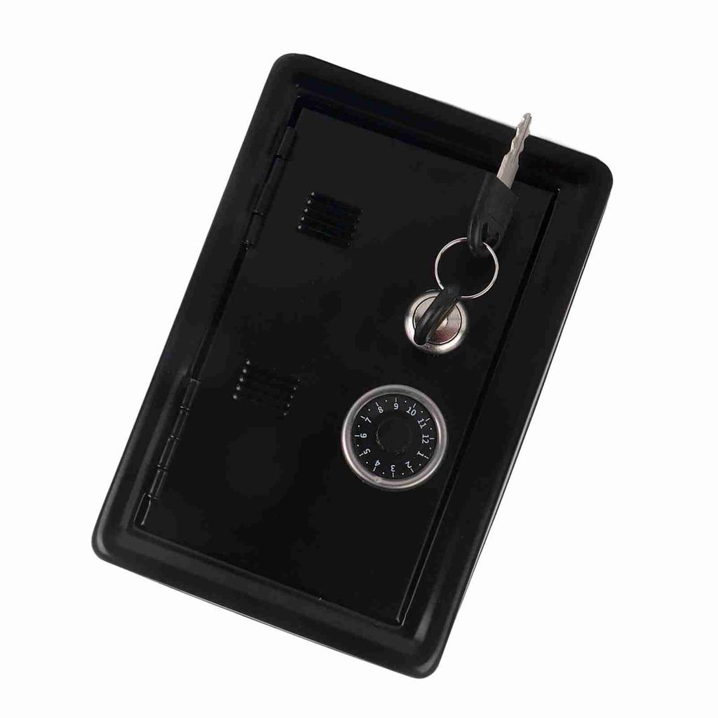 Kids Learning Toy Money Box Password Cash Coins Saving Safe Box Style Gift with 2 Keys (Black)