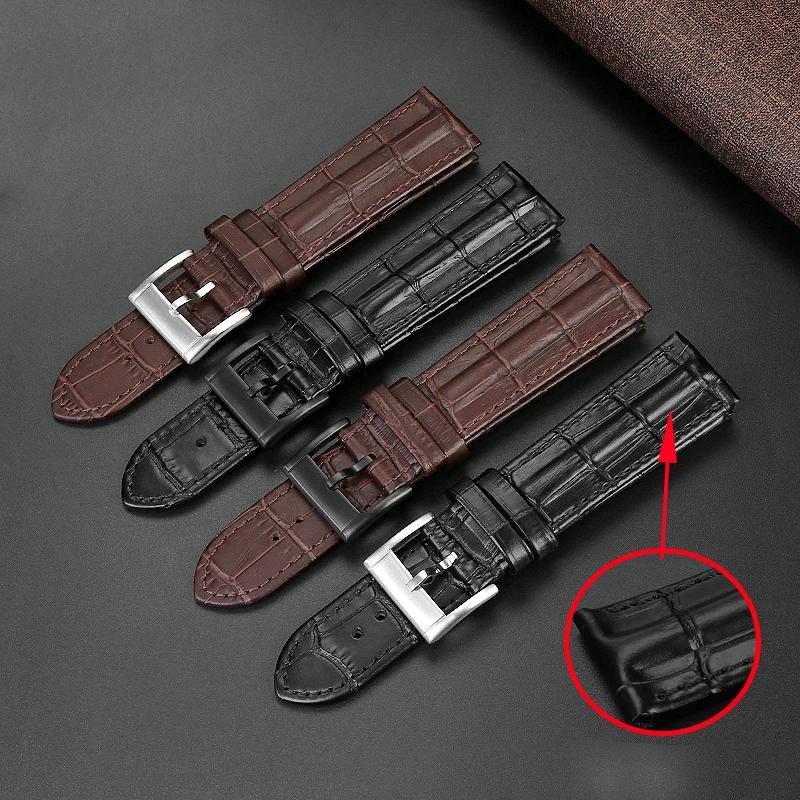 For Hamilton Genuine Leather WatchBand Khaki H7060573 Cowhide Bracelet Crocodile Skin Texture Strap 20mm 22mm Men's Black Brown
