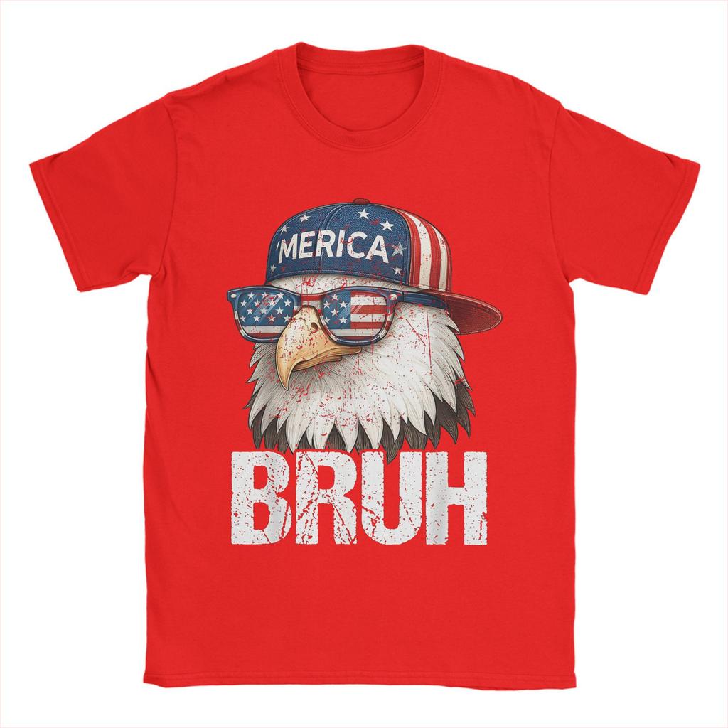 Herren T-Shirts Bruh Vierter 4. Juli Adler Amerikanisch Patriotisch Cool Reines Baumwoll-T-Shirt T-Shirt Rundhals Kleidung Geschenk