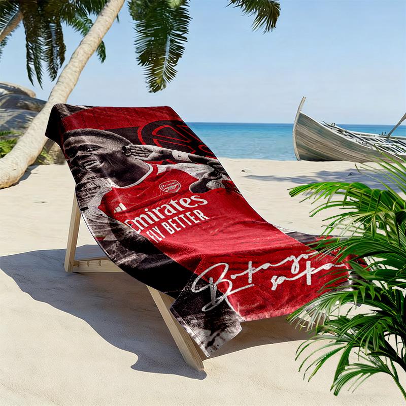 Bukayo Saka Druck Strandtuch, Großes Weiches Schnelltrocknendes Handtuch für Strand Camping Schwimmen