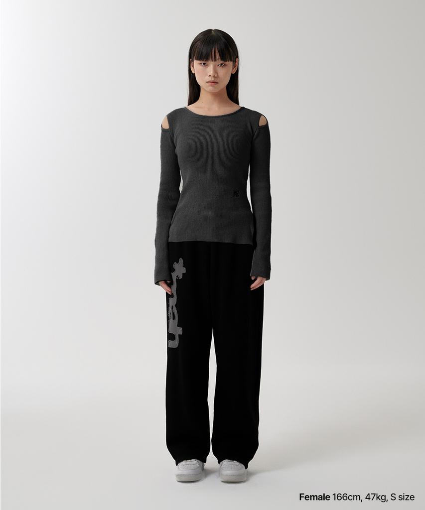 MAHAGRID Cut Off Ls Knit Charcoal(Mg2Fmfk614A)